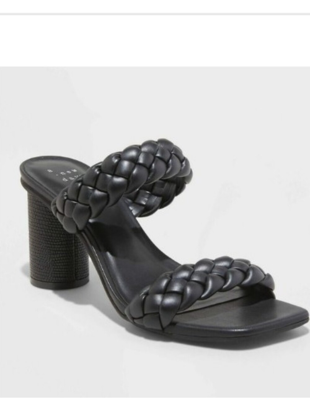 a new day Black Braided Double-Strap Mule Heels Size 6 WIDE